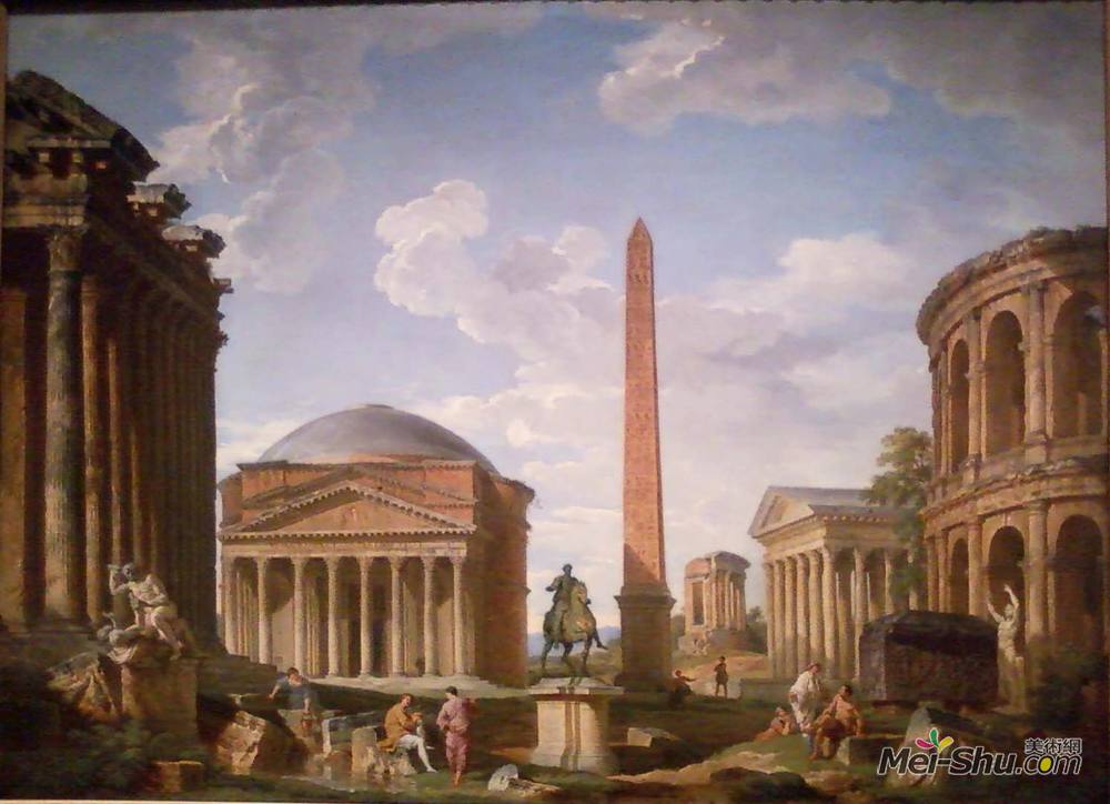 乔瓦尼·保罗·帕尼尼(Giovanni Paolo Panini)高清作品《随想：罗马万神殿和其他的纪念碑》