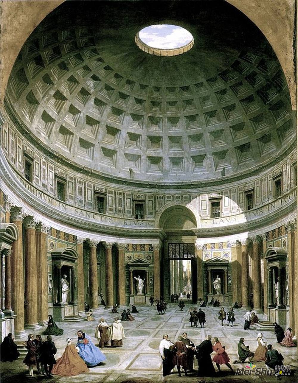 乔瓦尼·保罗·帕尼尼(Giovanni Paolo Panini)高清作品《万神殿的内部（罗马）》