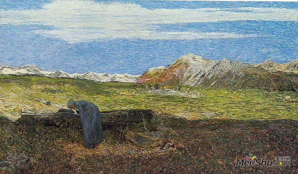 乔凡尼·塞冈提尼(Giovanni Segantini)高清作品《喷泉边的女人》