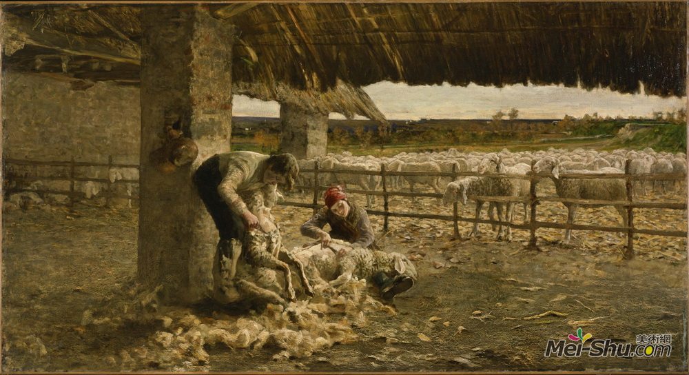 乔凡尼·塞冈提尼(Giovanni Segantini)高清作品《剪羊毛》