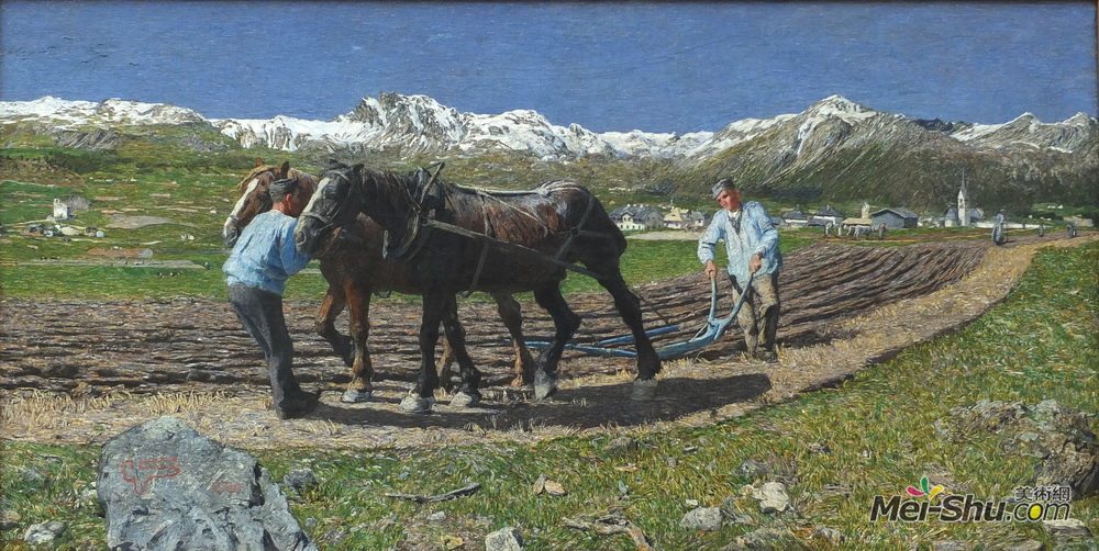 乔凡尼·塞冈提尼(Giovanni Segantini)高清作品《犁耕》