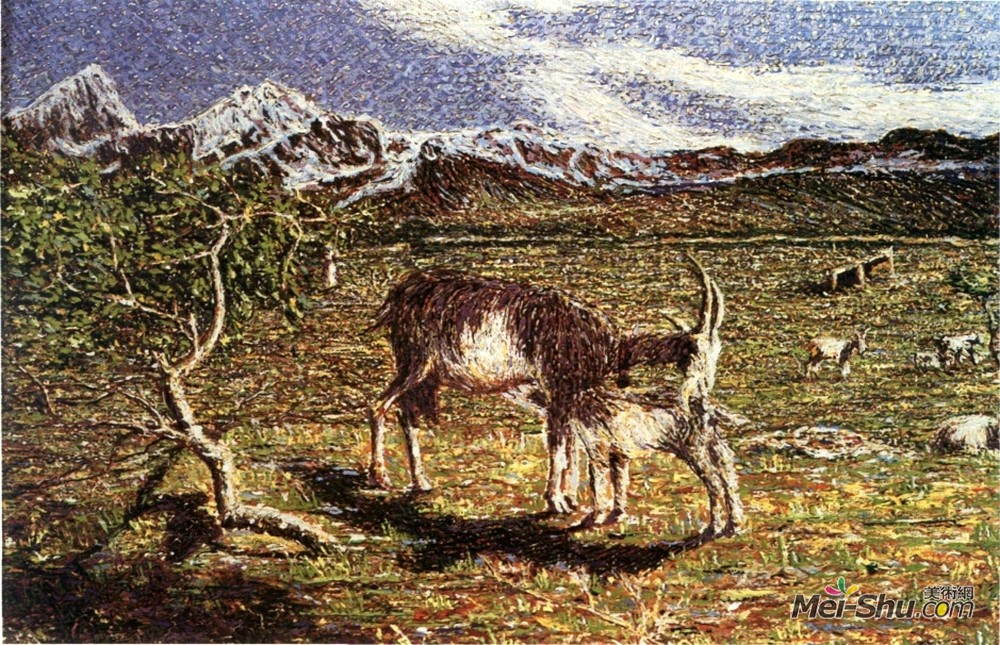 乔凡尼·塞冈提尼(Giovanni Segantini)高清作品《五月的阿尔卑斯山。》