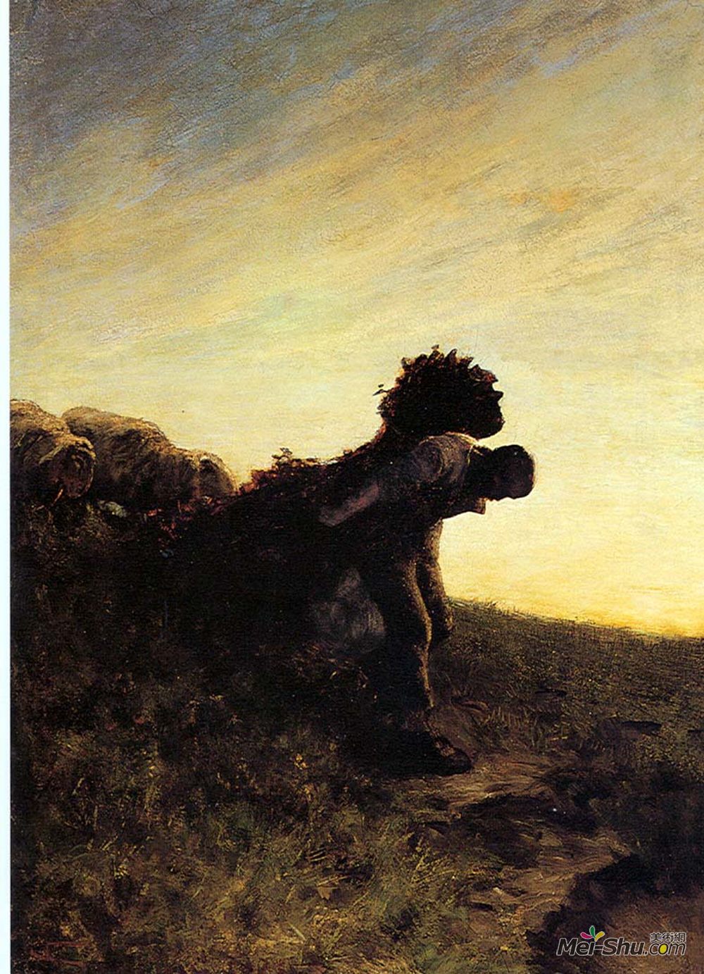 乔凡尼·塞冈提尼(Giovanni Segantini)高清作品《Die Letzte M&ühe Des Tages》