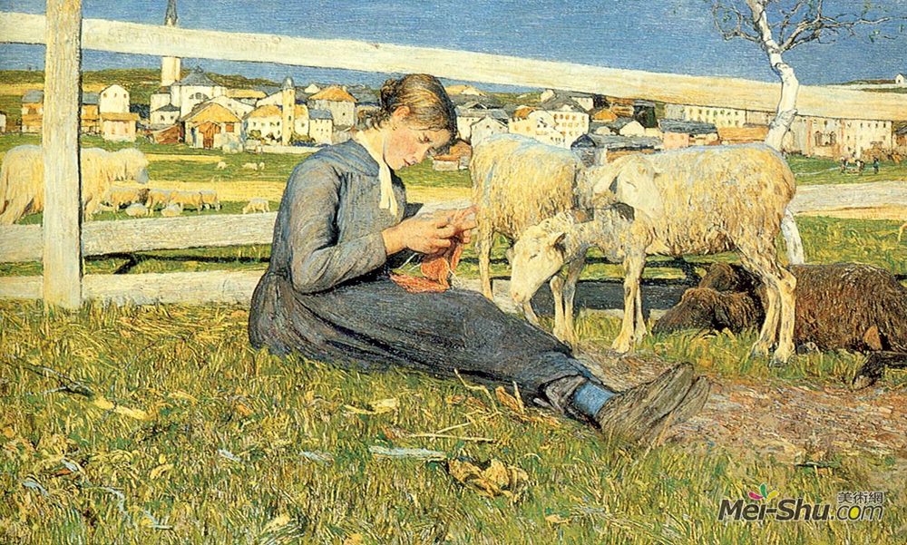 乔凡尼·塞冈提尼(Giovanni Segantini)高清作品《针织女郎》