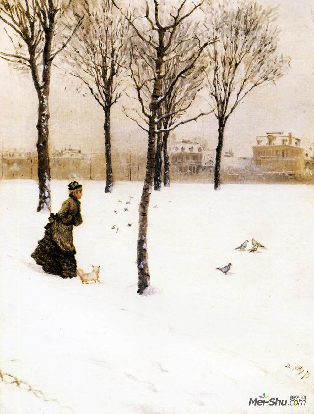朱塞佩·德·尼蒂斯(Giuseppe de Nittis)高清作品《冬天的风景》