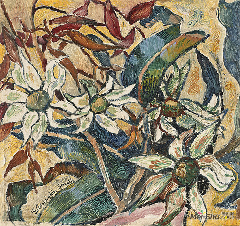 格雷丝·科辛顿·史密斯(Grace Cossington Smith)高清作品《法兰绒花和胶叶》