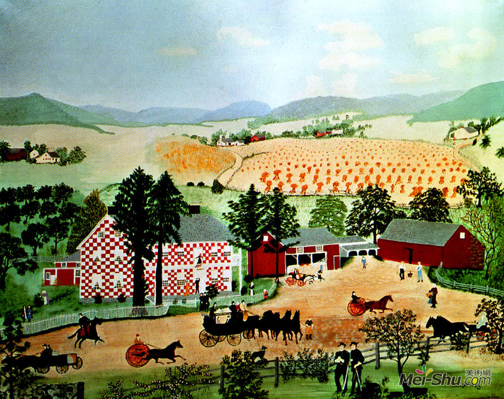 摩西奶奶(Grandma Moses)高清作品《格子房》