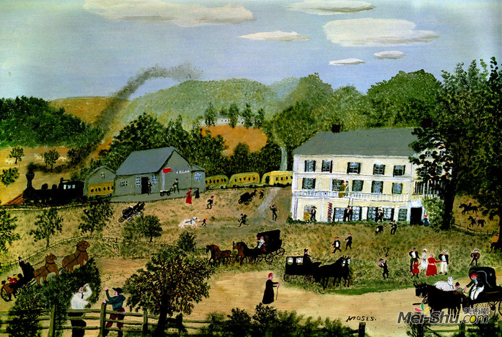 摩西奶奶(Grandma Moses)高清作品《老鹰桥酒店》