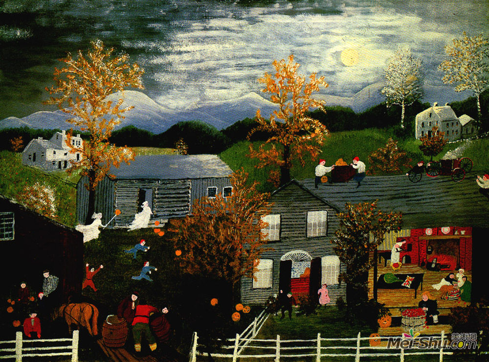 摩西奶奶(Grandma Moses)高清作品《万圣节》