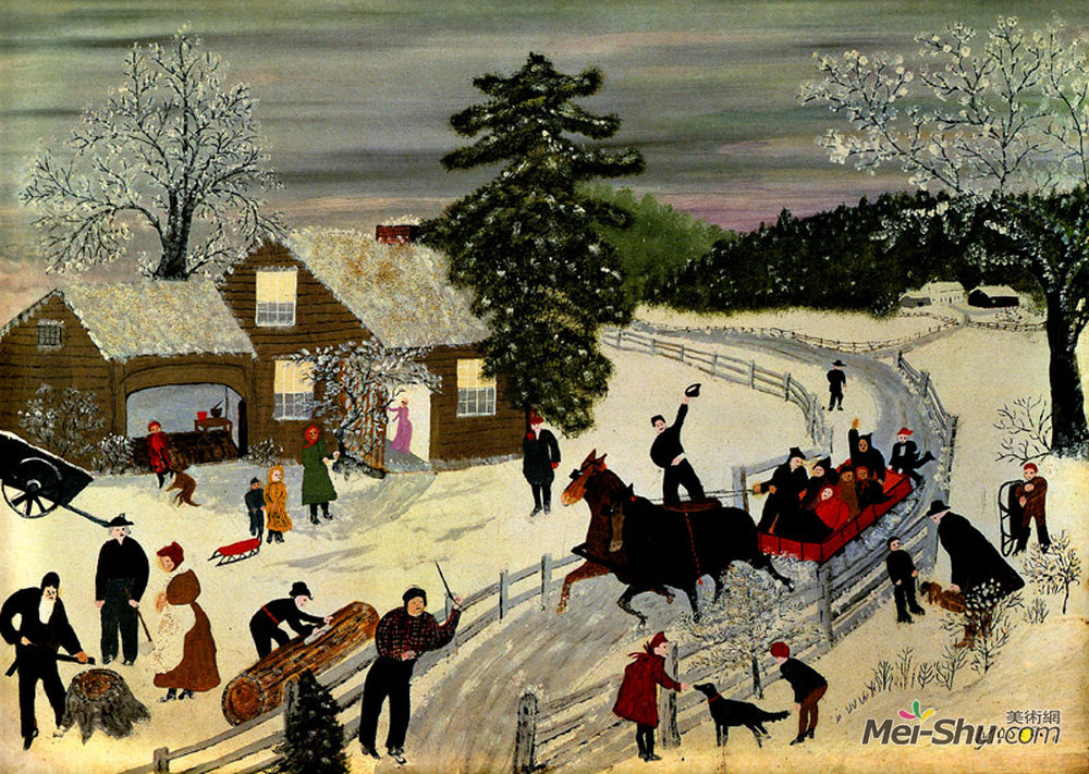 摩西奶奶(Grandma Moses)高清作品《欢乐骑行》