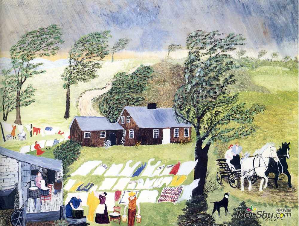 摩西奶奶(Grandma Moses)高清作品《洗衣服》