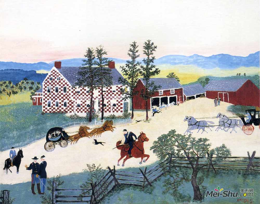 摩西奶奶(Grandma Moses)高清作品《格子房》