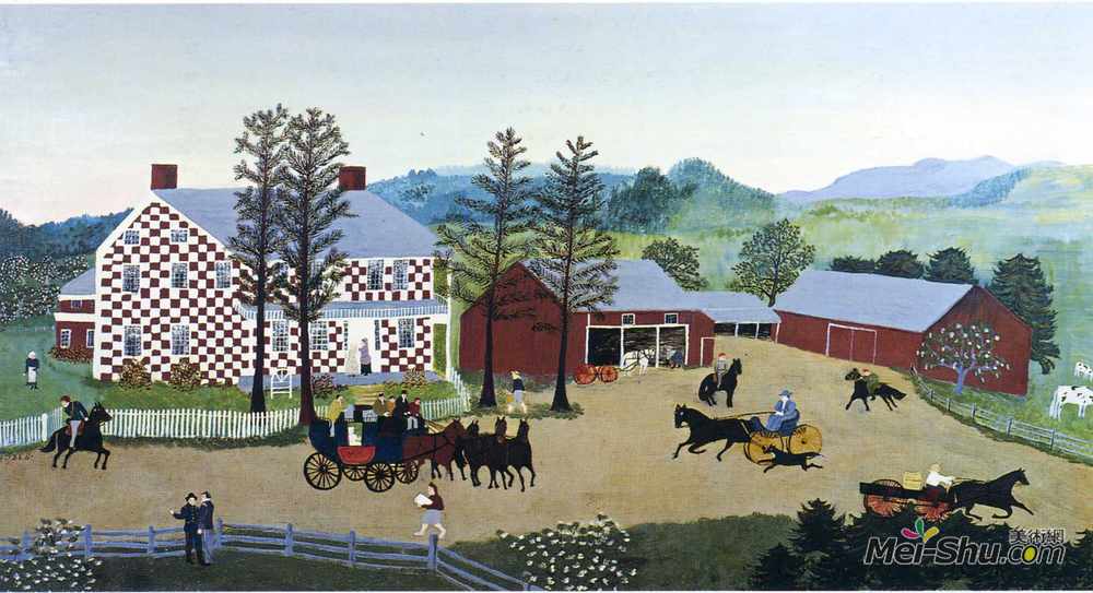 摩西奶奶(Grandma Moses)高清作品《格子房》