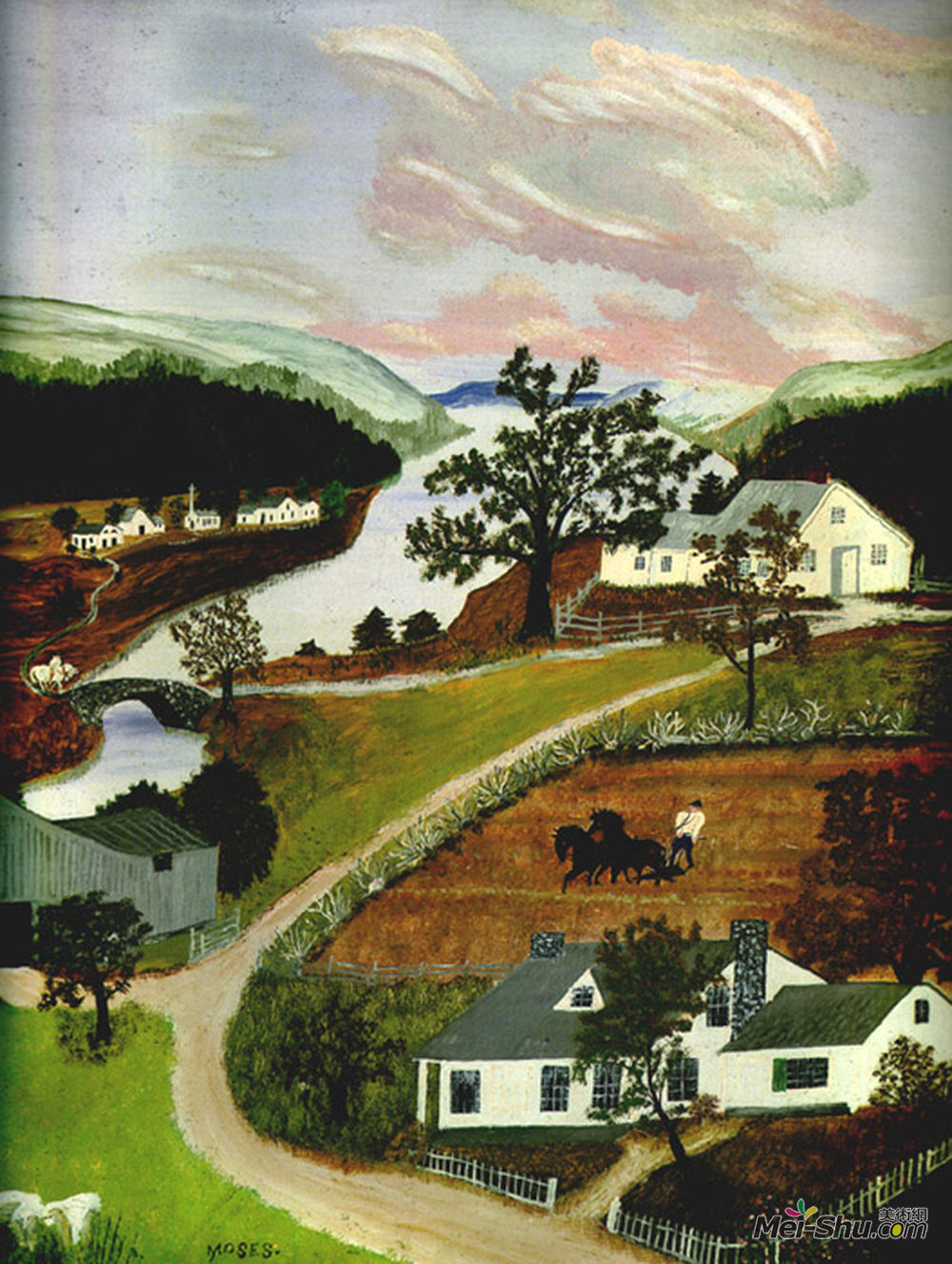 摩西奶奶(Grandma Moses)高清作品《傍晚的春天》