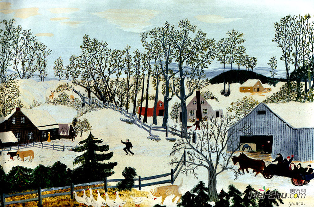 摩西奶奶(Grandma Moses)高清作品《农场早春》