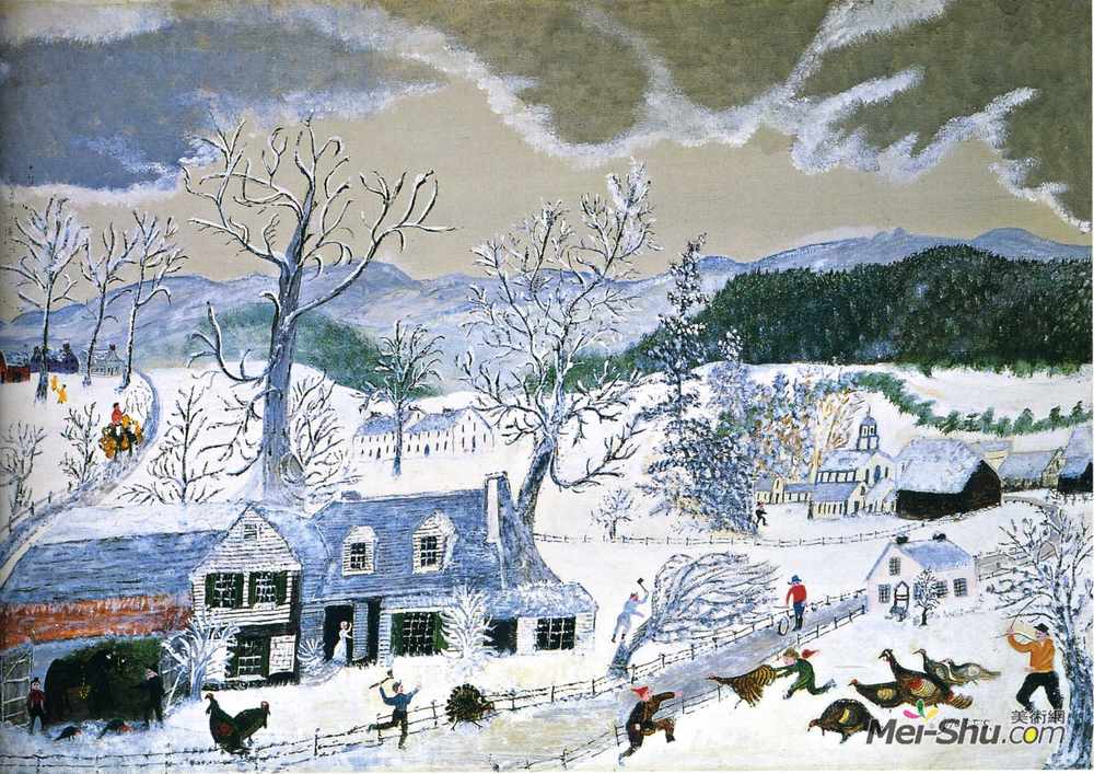 摩西奶奶(Grandma Moses)高清作品《抓住土耳其》