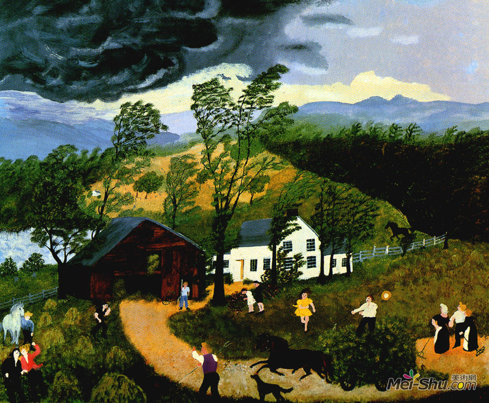 摩西奶奶(Grandma Moses)高清作品《大雷雨》