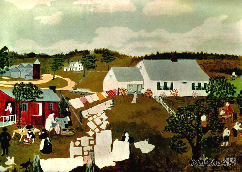 摩西奶奶(Grandma Moses)高清作品《洗衣日》