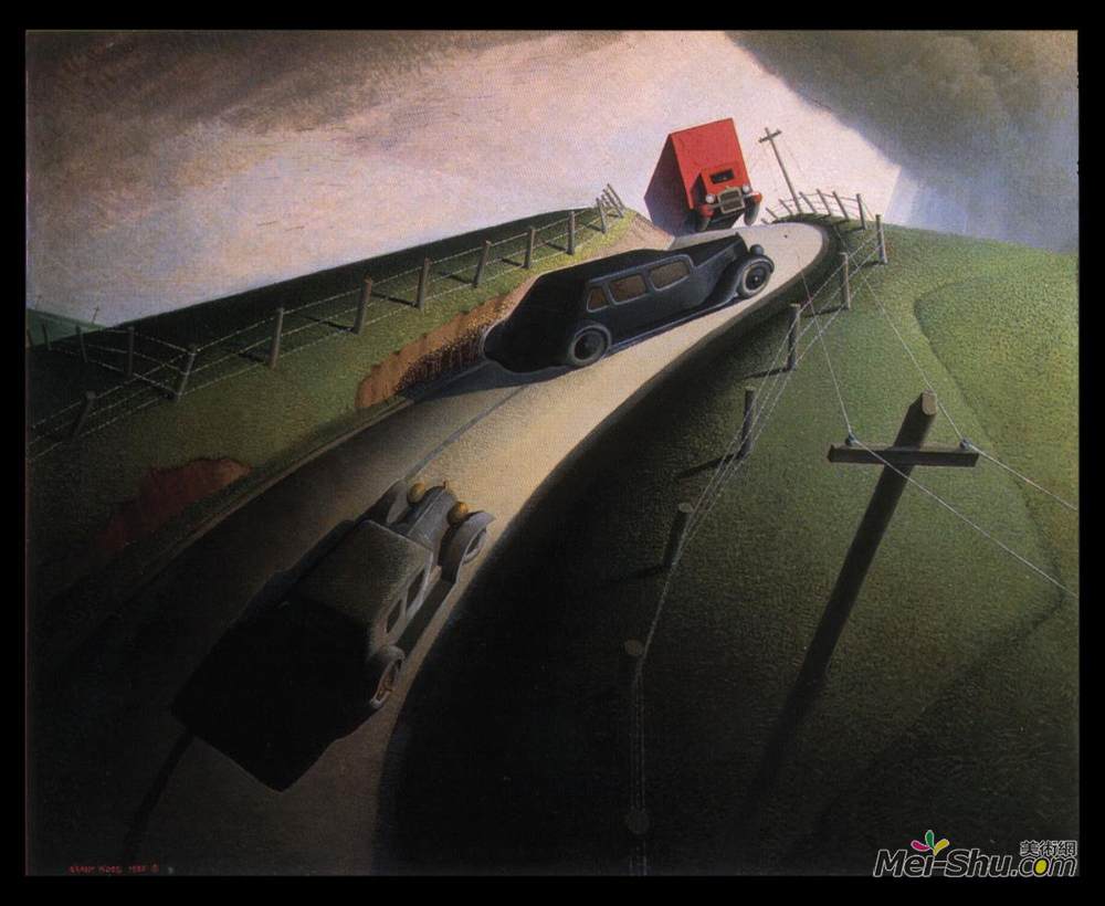 格兰特伍德(Grant Wood)高清作品《死亡在岭路》