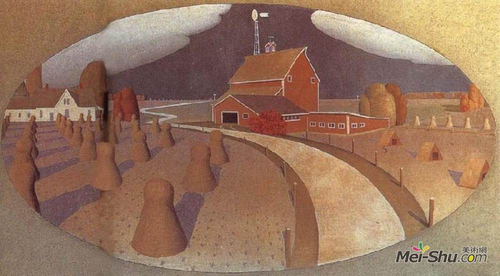 格兰特伍德(Grant Wood)高清作品《农场视野》