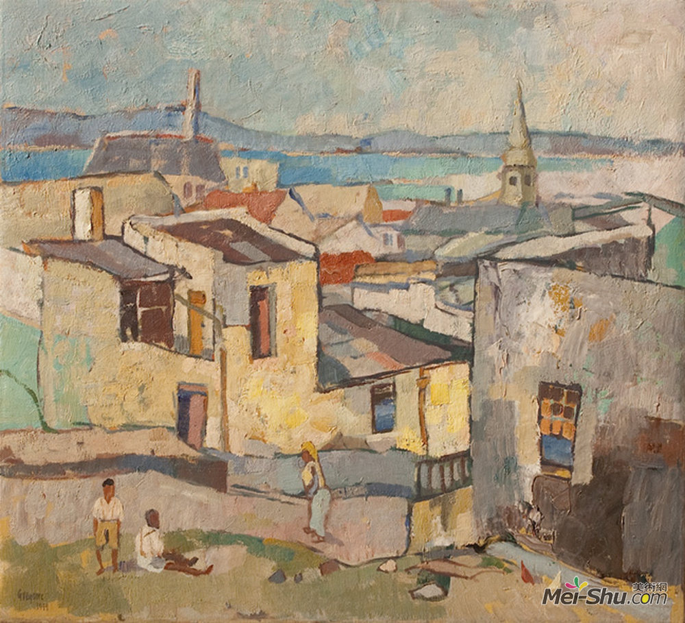 格雷戈尔·布萨尔(Gregoire Boonzaier)高清作品《View of Table Bay, Bo-Kaap》