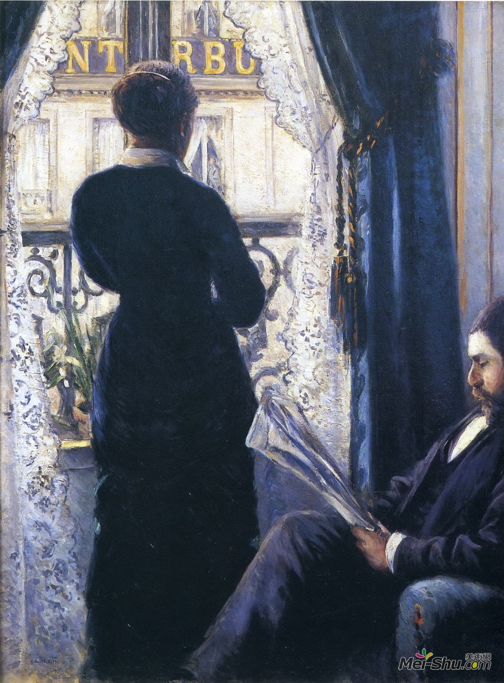 古斯塔夫·卡里伯特(Gustave Caillebotte)高清作品《室内，窗边的女人》