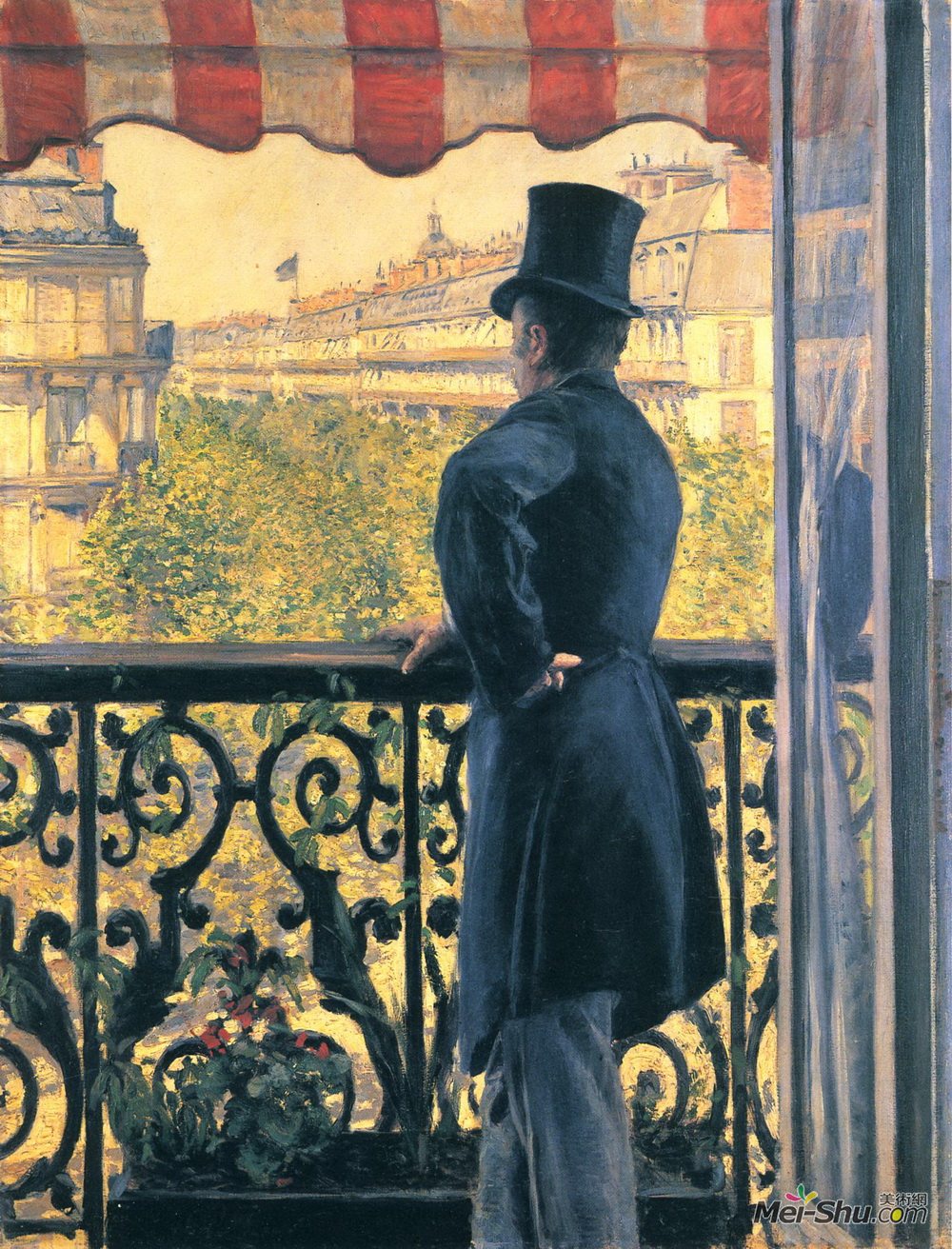 古斯塔夫·卡里伯特(Gustave Caillebotte)高清作品《男子在阳台，奥斯曼大街》