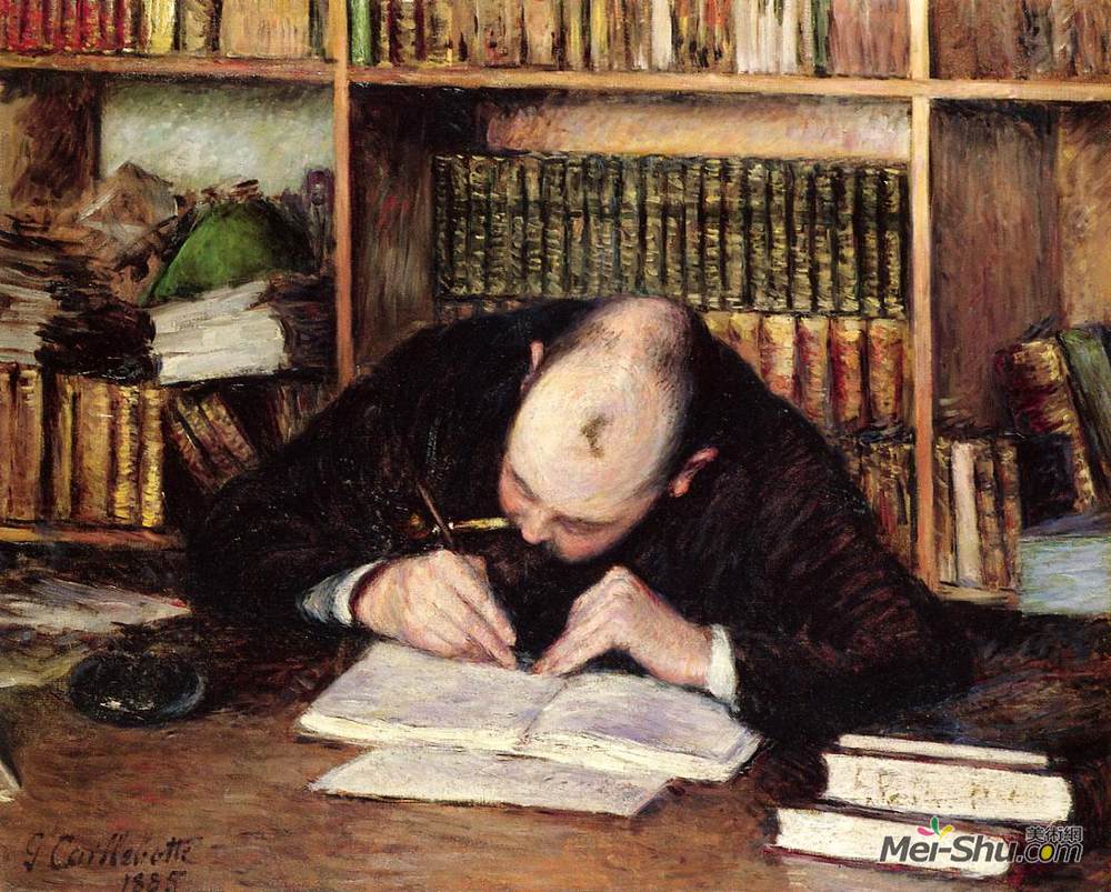 古斯塔夫·卡里伯特(Gustave Caillebotte)高清作品《在他的书房里写的一个人的肖像》
