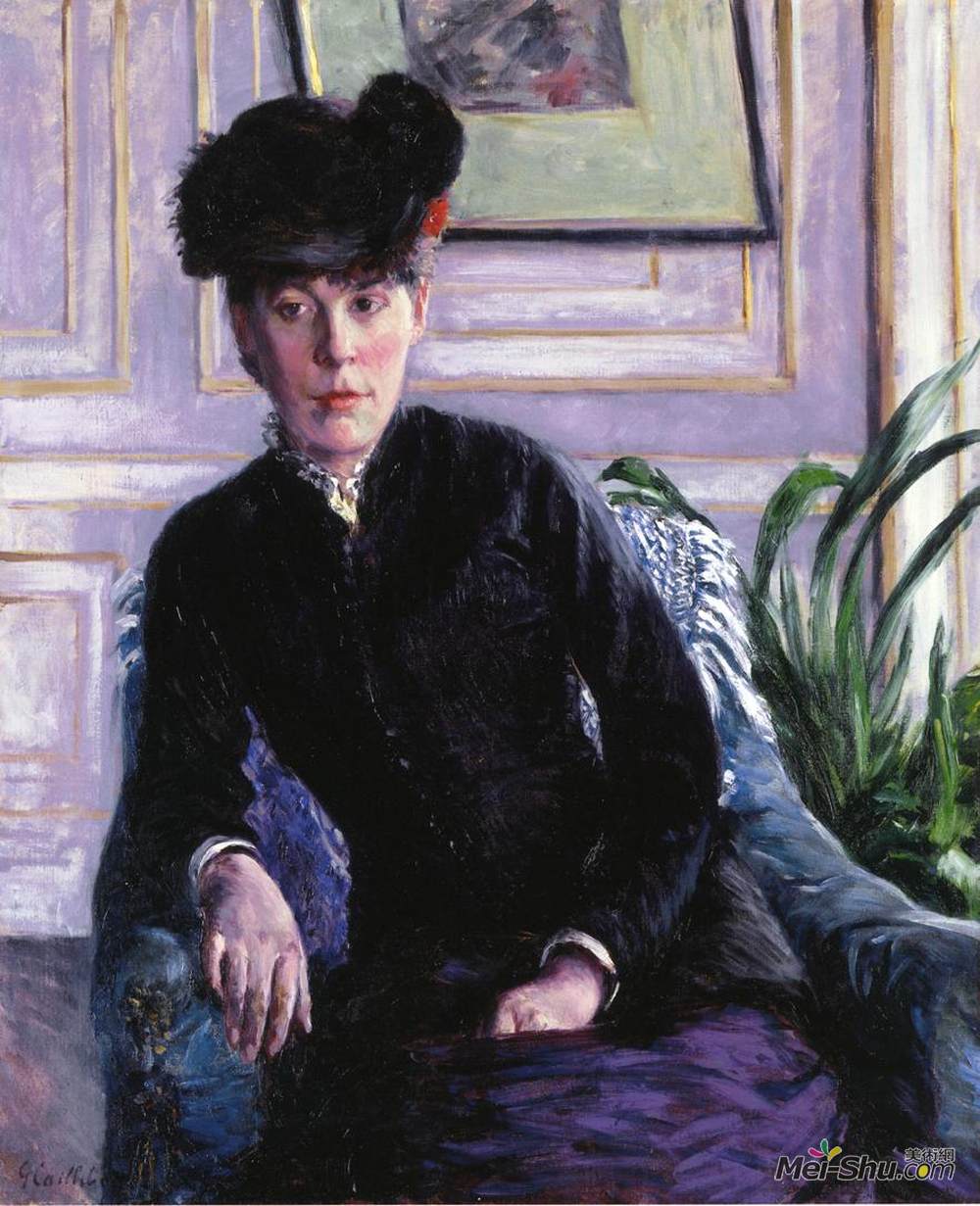 古斯塔夫·卡里伯特(Gustave Caillebotte)高清作品《一个内在的年轻女人的肖像》