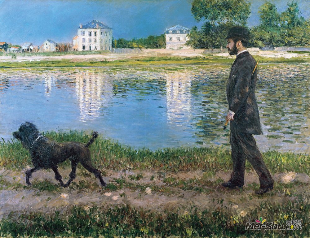 古斯塔夫·卡里伯特(Gustave Caillebotte)高清作品《Richard Gallo and His Dog at Petit Gennevilliers》