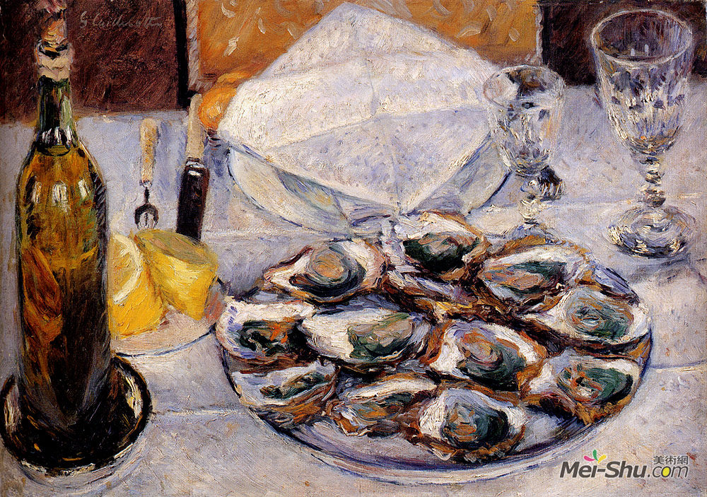 古斯塔夫·卡里伯特(Gustave Caillebotte)高清作品《牡蛎静物》