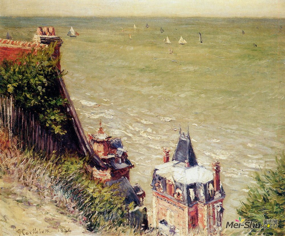 古斯塔夫·卡里伯特(Gustave Caillebotte)高清作品《The Pink villa at Trouville》