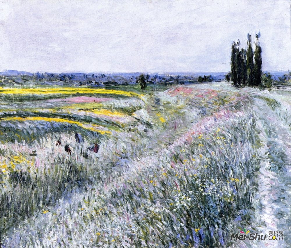 古斯塔夫·卡里伯特(Gustave Caillebotte)高清作品《The Plain at Gennevilliers, Group of Poplars》