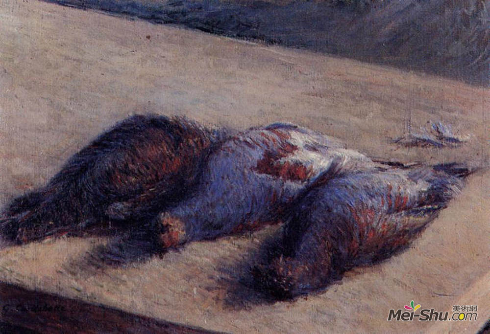 古斯塔夫·卡里伯特(Gustave Caillebotte)高清作品《桌子上的三只鹧鸪》