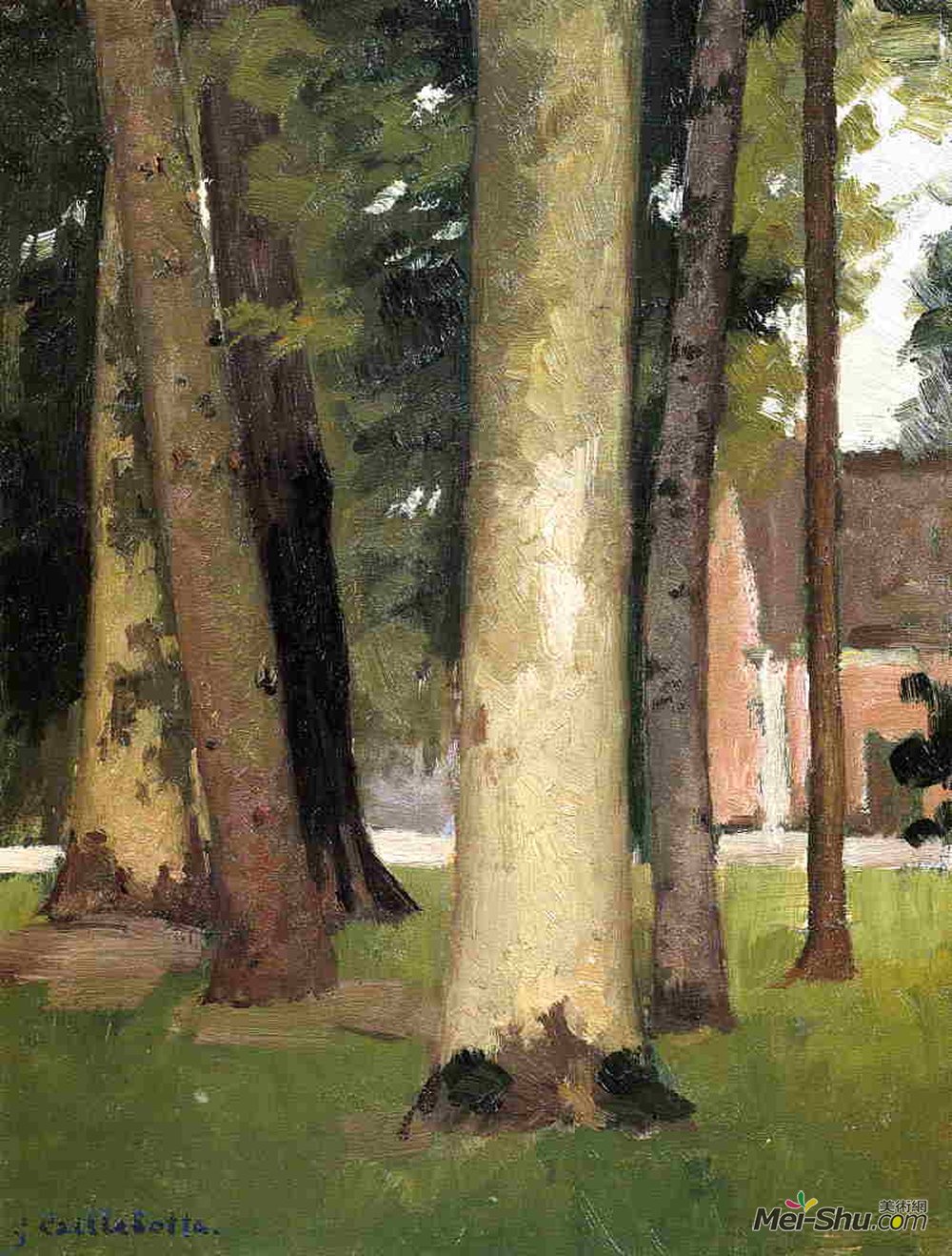 古斯塔夫·卡里伯特(Gustave Caillebotte)高清作品《Yerres, Through the Grove, the Ornamental Farm》