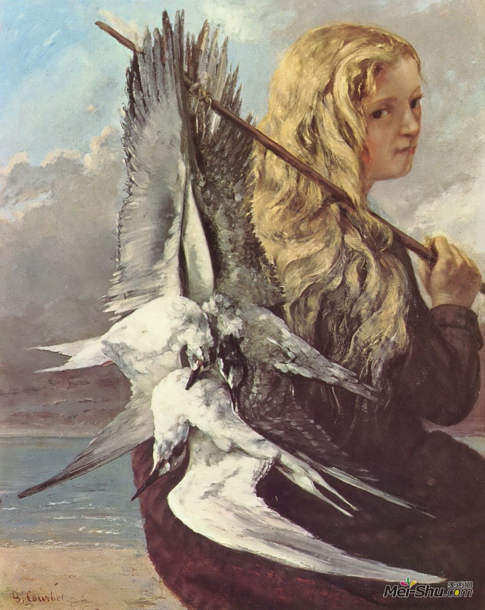 gustave courbet古斯塔夫·库尔贝油画4386《海鸥女孩》古斯塔夫