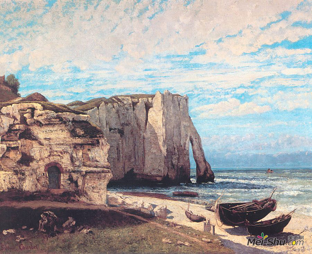 古斯塔夫·库尔贝(Gustave Courbet)高清作品《暴风雨过后的埃特勒塔悬崖》
