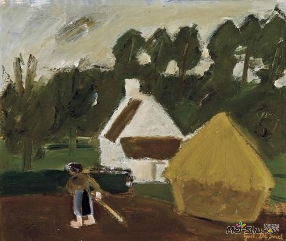 古斯塔夫德斯梅特(Gustave de Smet)高清作品《割草的女人》