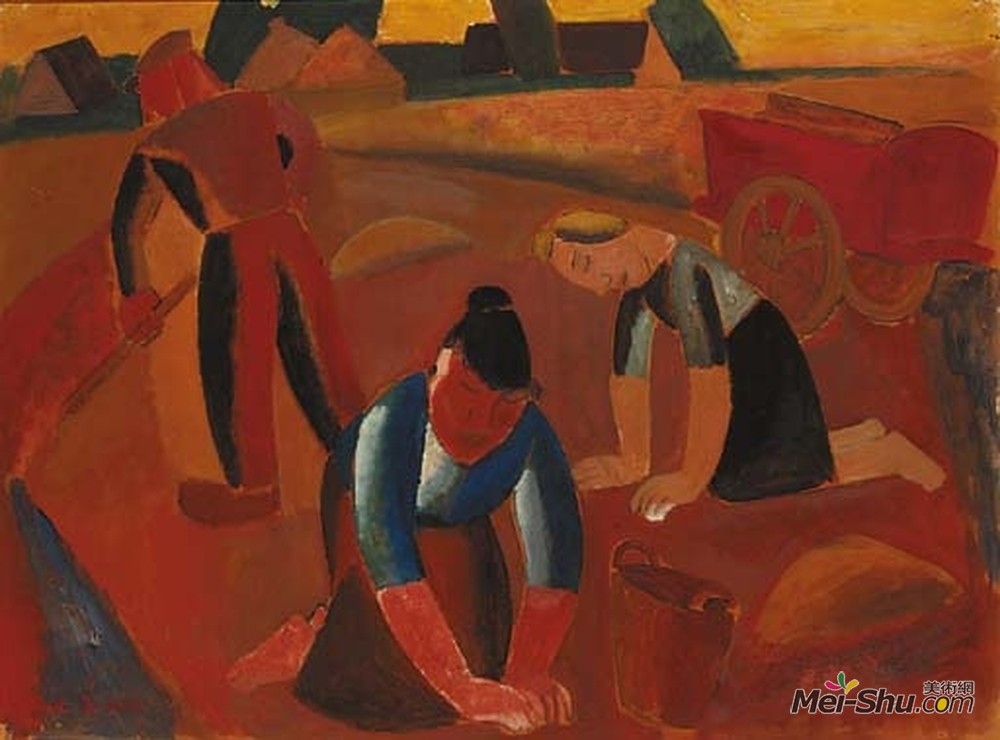 古斯塔夫德斯梅特(Gustave de Smet)高清作品《马铃薯收获》