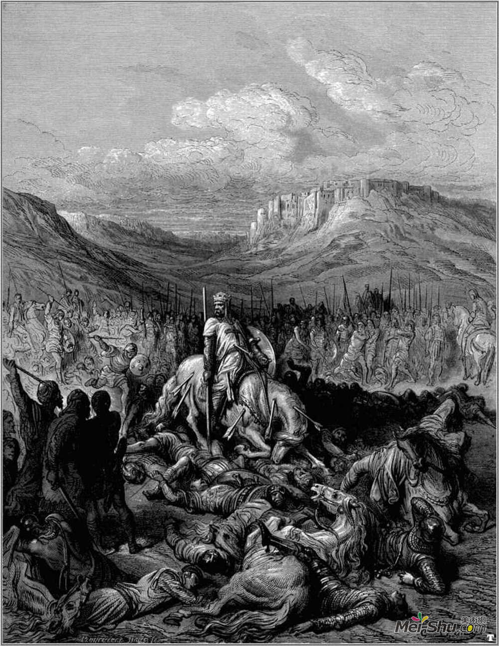 古斯塔夫·多尔(Gustave Dore)高清作品《圣殿的雅克·德·梅勒元帅光荣的死亡》