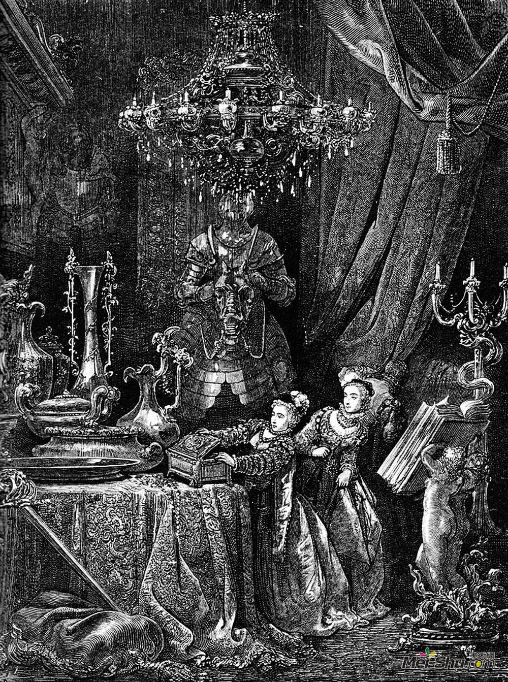 古斯塔夫·多尔(Gustave Dore)高清作品《她的朋友们渴望看到她家的辉煌。》