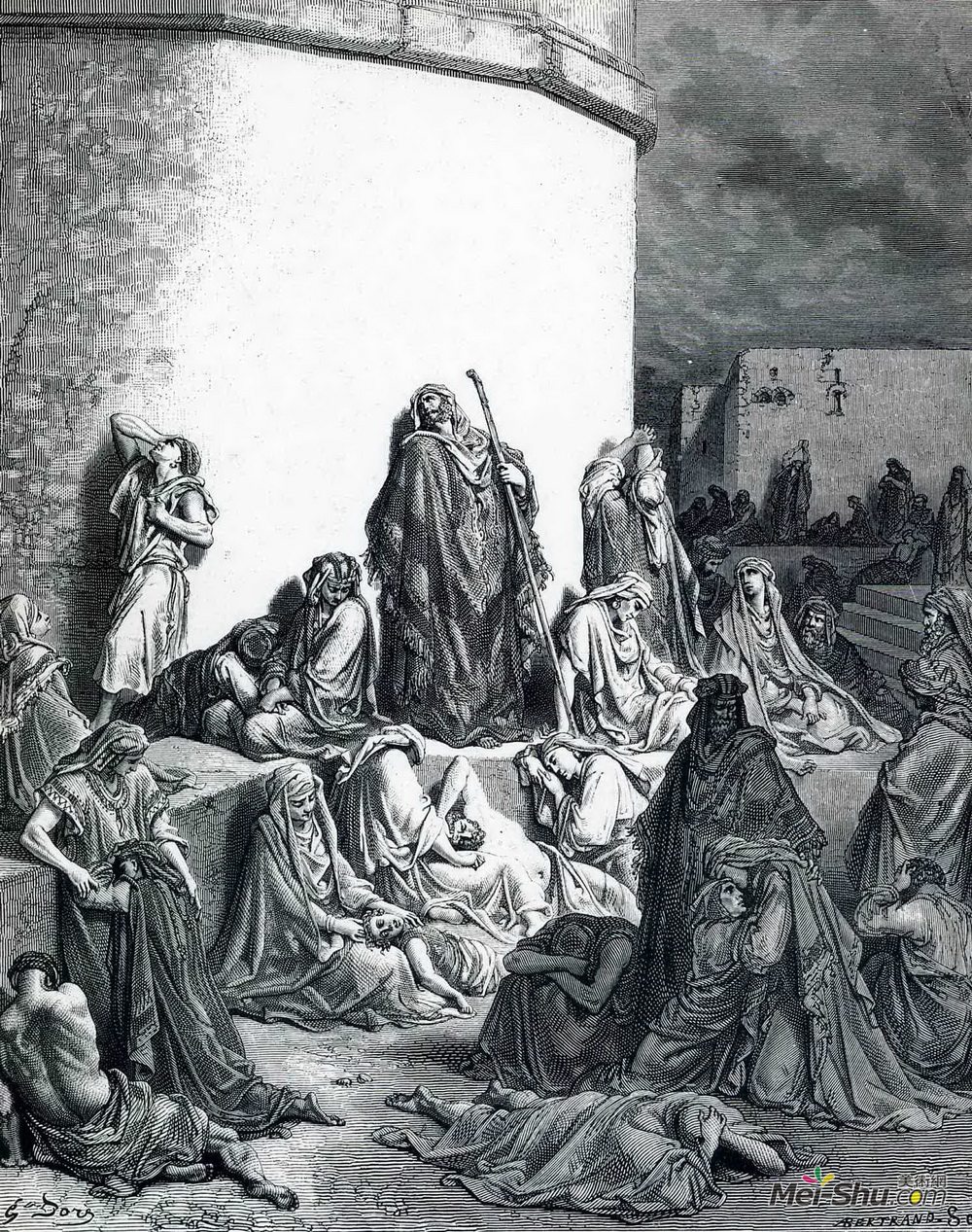 古斯塔夫·多尔(Gustave Dore)高清作品《人们为破坏耶路撒冷而哀悼。》
