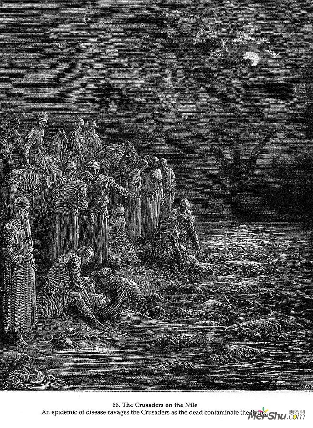 古斯塔夫·多尔(Gustave Dore)高清作品《尼罗河上的十字军战士》