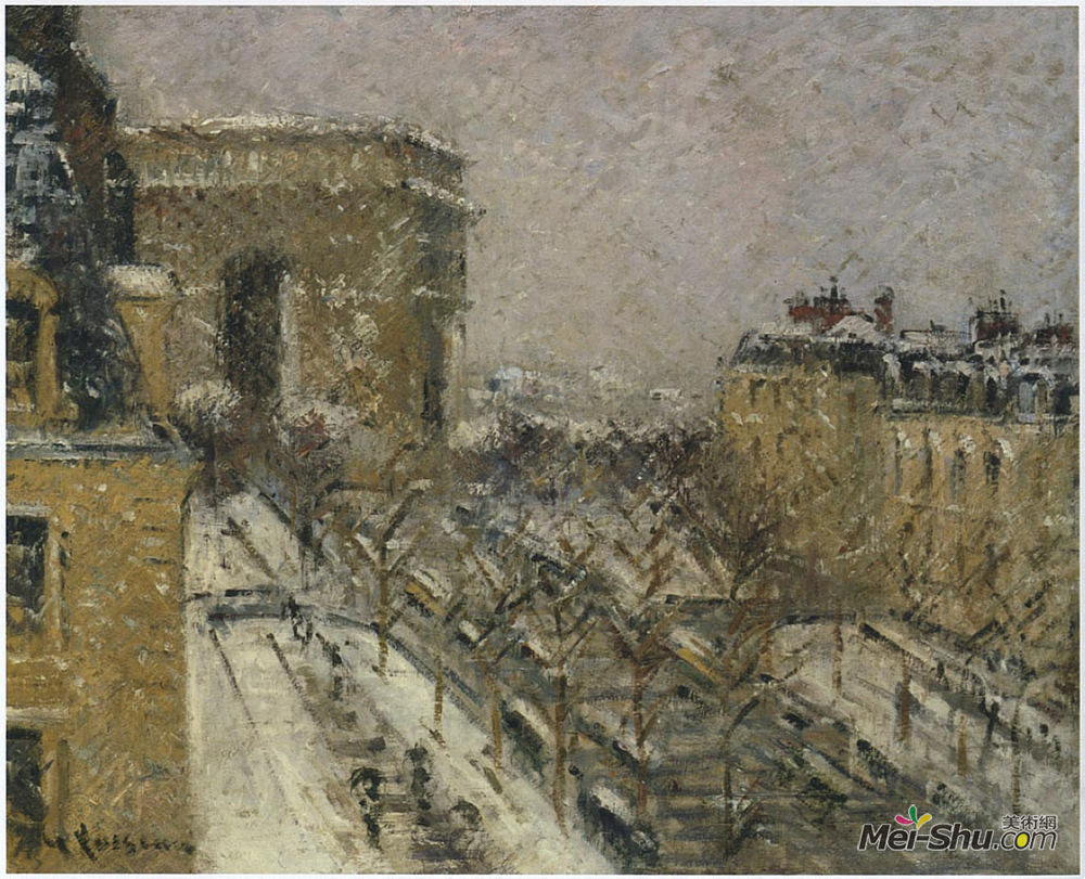 古斯塔夫·洛伊索(Gustave Loiseau)高清作品《雪中的凯旋门》