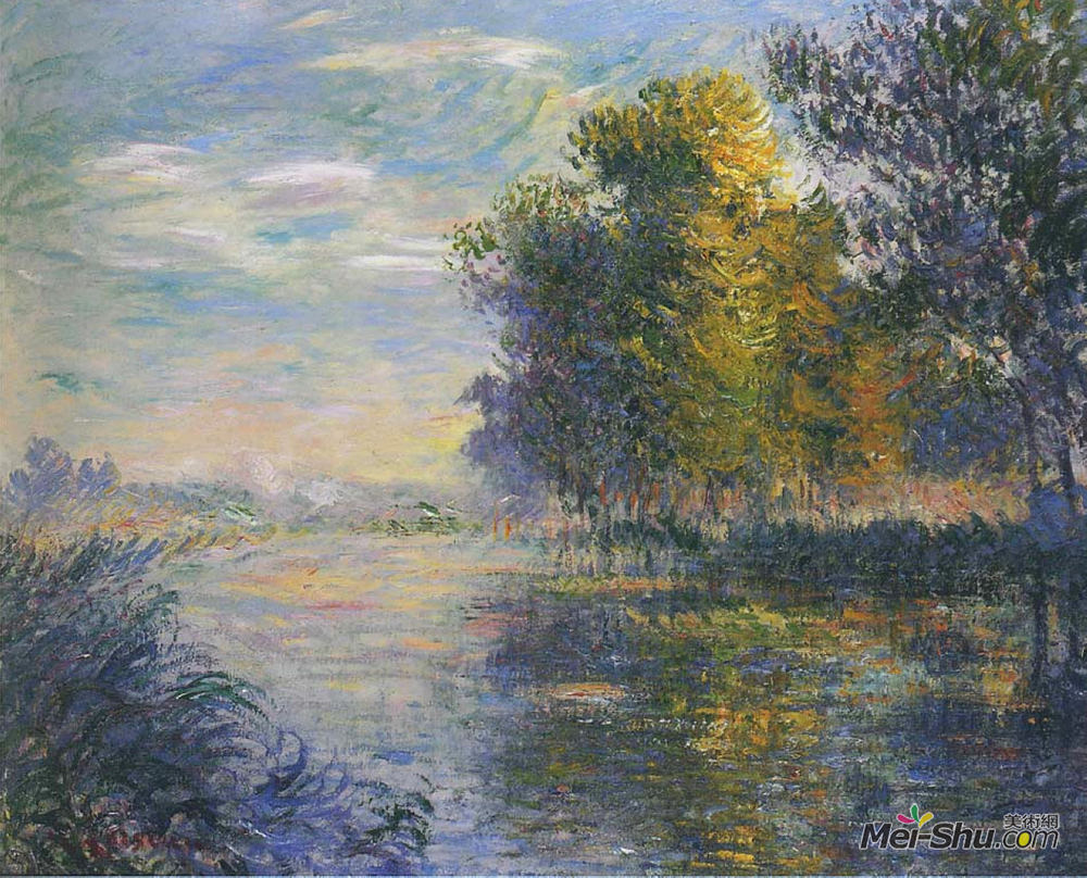 古斯塔夫·洛伊索(Gustave Loiseau)高清作品《秋天的爱河》