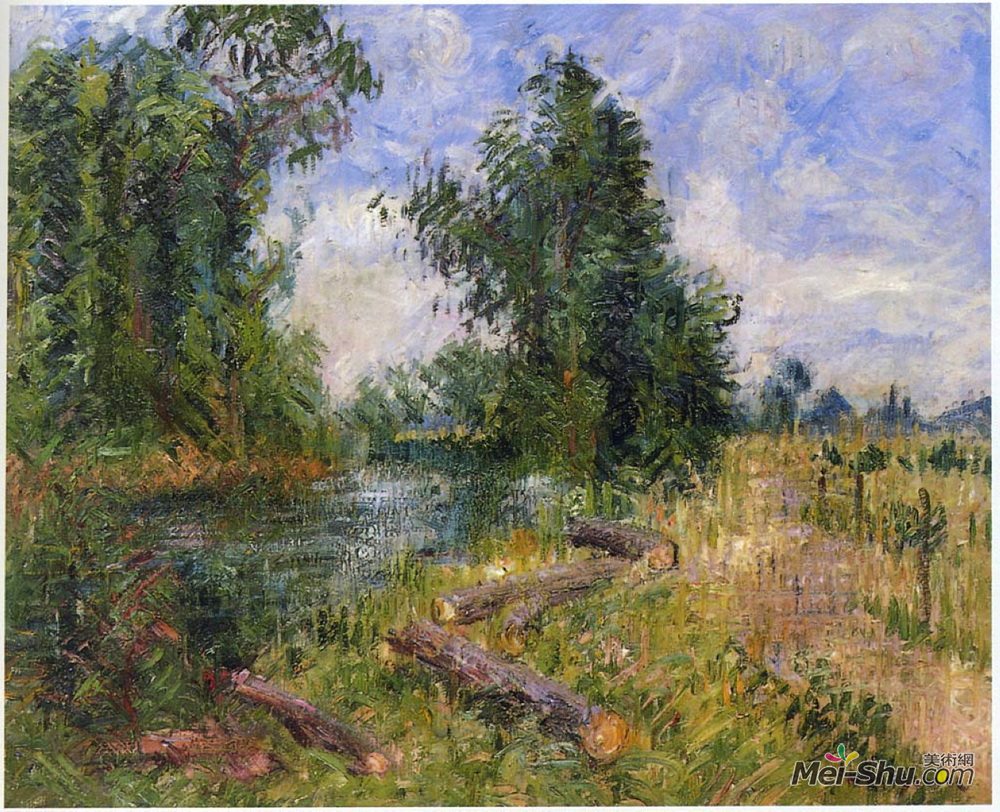 古斯塔夫·洛伊索(Gustave Loiseau)高清作品《靠近卡恩河的洛恩河》