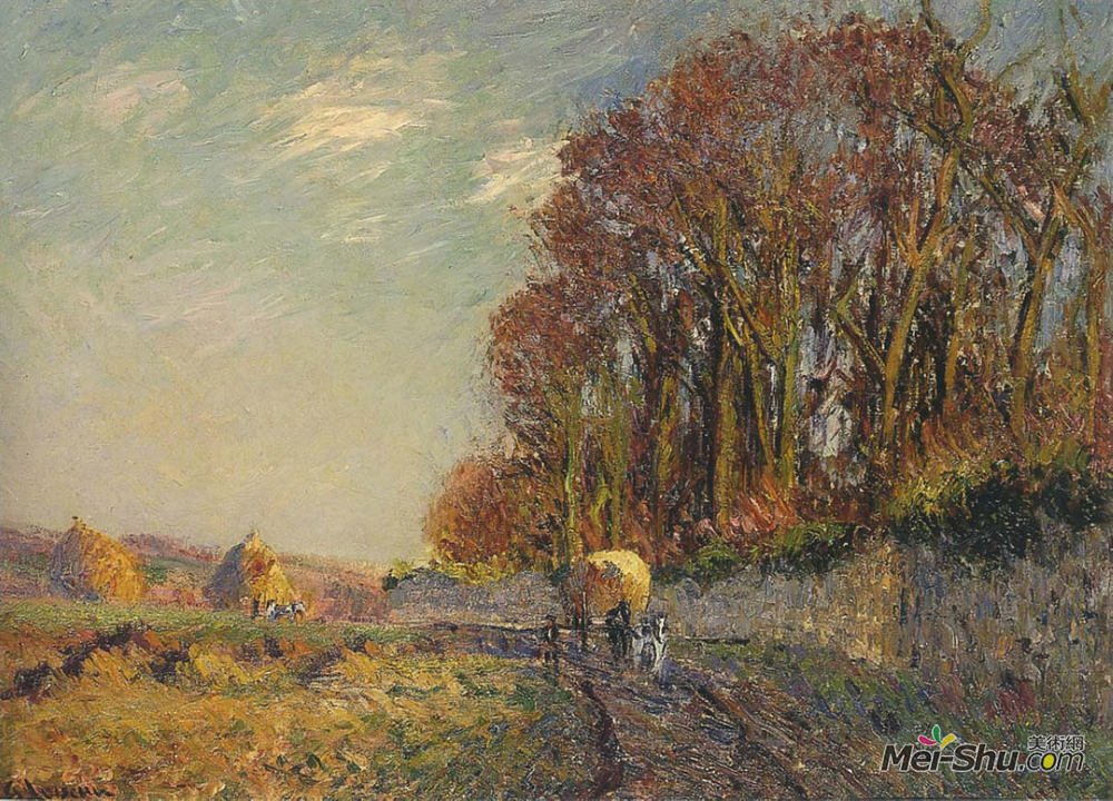古斯塔夫·洛伊索(Gustave Loiseau)高清作品《秋天的车》