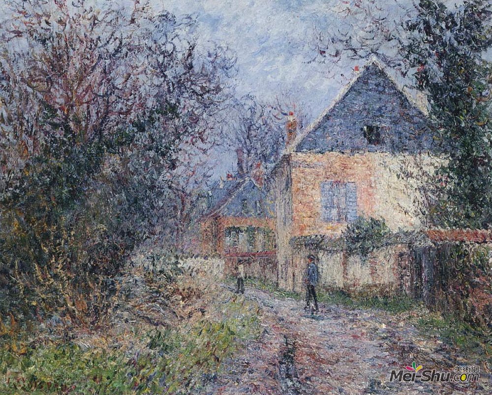 古斯塔夫·洛伊索(Gustave Loiseau)高清作品《靠近屋檐的房子》