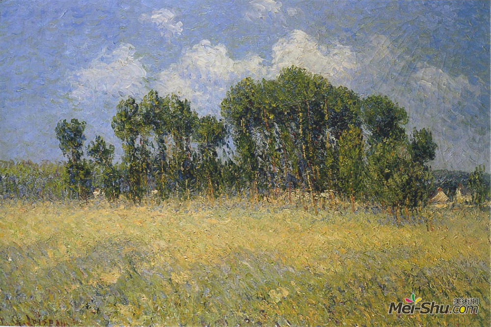 古斯塔夫·洛伊索(Gustave Loiseau)高清作品《与白杨树的风景》