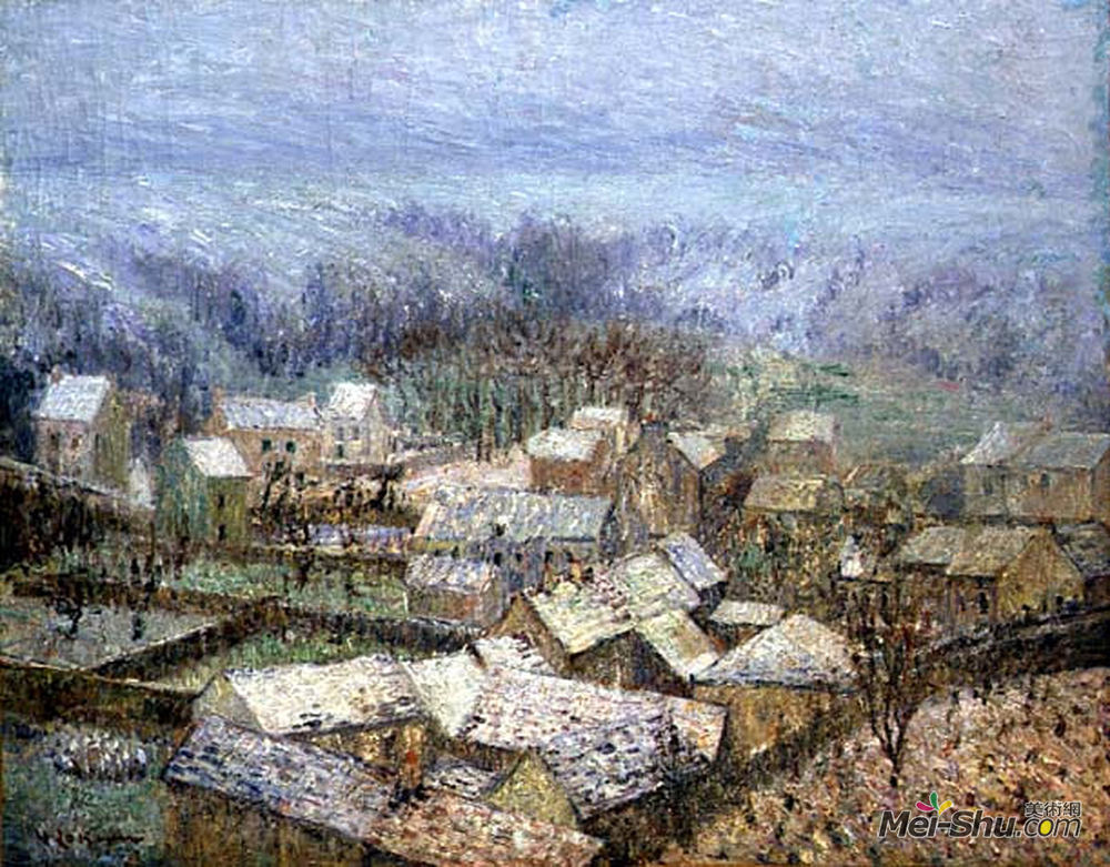古斯塔夫·洛伊索(Gustave Loiseau)高清作品《蓬图瓦兹的冬天》